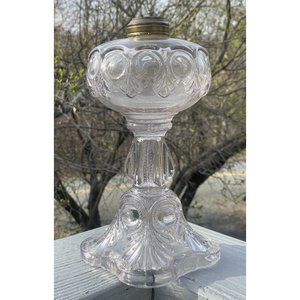 Antique 19th C. US Glass Oil Lamp Pattern #9865 - EAPG Bulls Eye Victorian